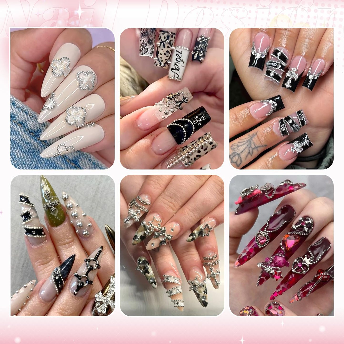 1-3MM Mini Small Nail Beads Metal Caviar Bead Silver Nail Charms and Gems Ball, Nail Chain for Nail Art Accessories Supplies Silver Rhinestones for Women Manicure-BrightBean Baby