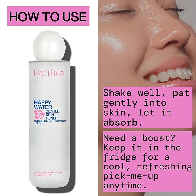 Pacifica Happy Water Hydrating Facial Toner Mist – Vegan Ceramides, Hyaluronic Acid & Electrolytes, Refreshing & Calming for Balanced Skin, Clean Beauty, Vegan, Cruelty-Free, All Skin Types, 4 oz-BrightBean Baby