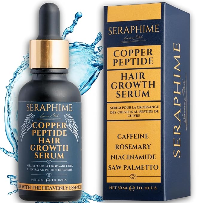 Copper Peptide Serum for Hair Growth - Caffeine, Niacinamide, Rosemary Oil, Saw Palmetto Hair Density Serum, Topical Tripeptide Scalp Care for Hair Thinning, Women & Men 1 fl oz-BrightBean Baby