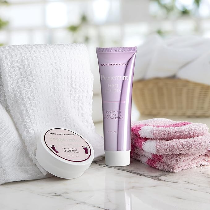 Live Green Bath and Body Pedicure Set- Relaxing Foot Care Set with Pink Fuzzy Socks, Peppermint Foot Lotion, and Foot Scrub, Holiday Present for Women-BrightBean Baby