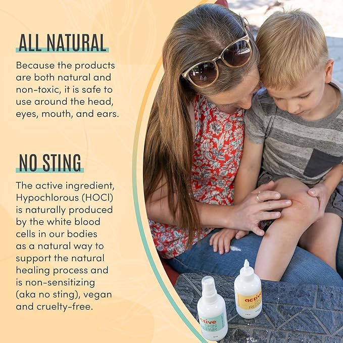 Active Skin Repair - First Aid Natural & Non-Toxic Healing Ointment & Antiseptic Spray for Minor Cuts, Wounds, Scrapes, Rashes, Sunburns, and Other Skin Irritations (Bundle, Combo, 3 oz Each)-BrightBean Baby
