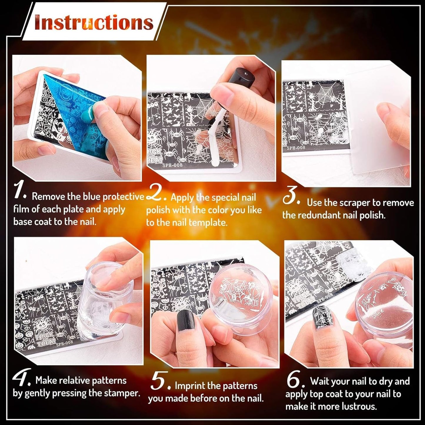 Whaline 6Pcs Animal Print Nail Plates Stamping Set Leopard Print Stamp Templates Nail Art Plates for DIY Print Manicure Salon Design Gift-BrightBean Baby