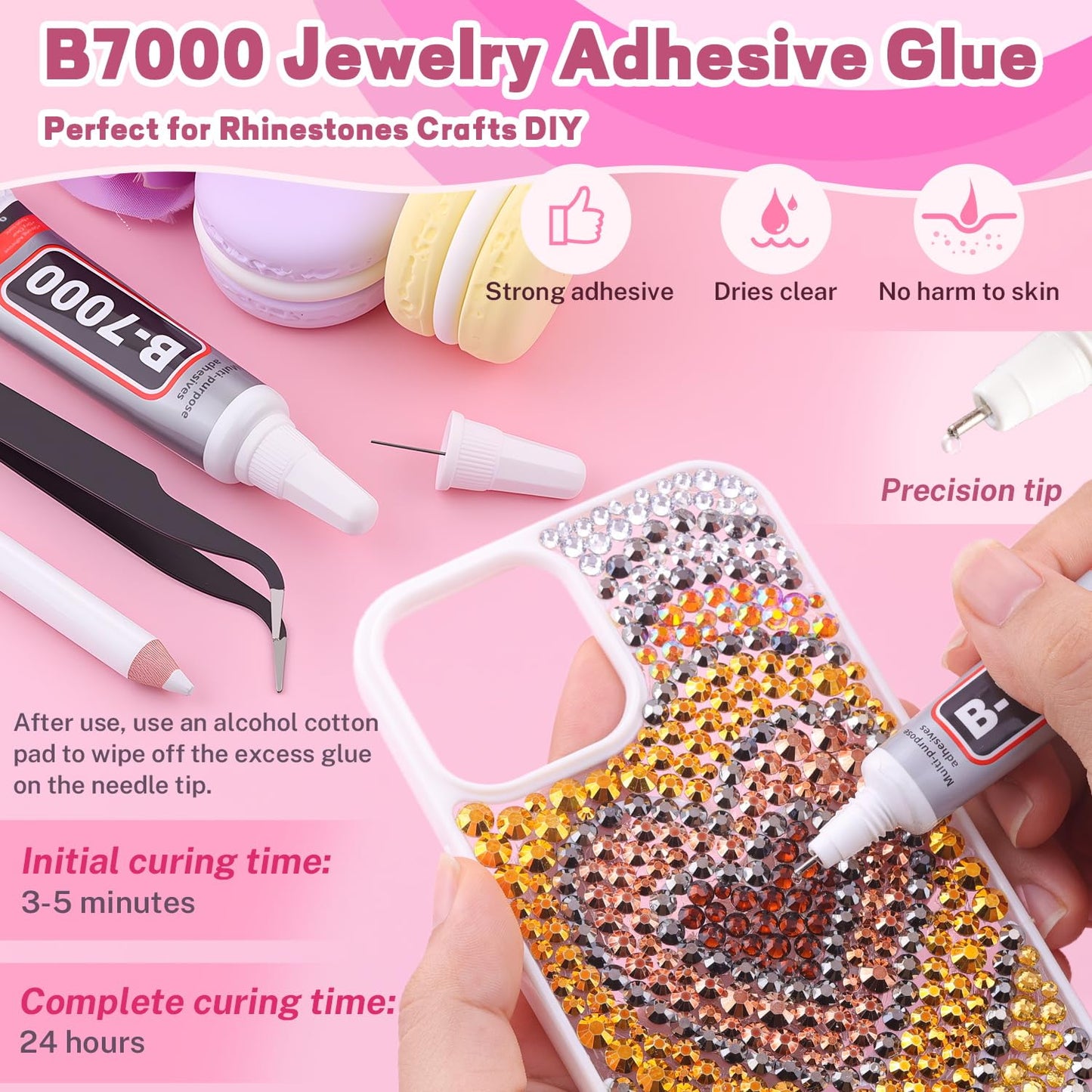 20000Pcs Metallic Rhinestones for Bedazzling with 1Pcs B7000 Jewelry Glue, Resin Rhinestones for Crafting Crafts DIY, Bedazzler Kit Gems for Clothing Shoes Tumblers Nail Art Assorted Size 3/4/5/6mm-BrightBean Baby