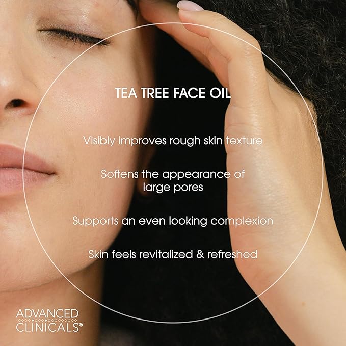 Advanced Clinicals Tea Tree Oil For Skin Facial Serum | Tea Tree Serum For Face With Vitamin E + Botanicals To Help Improve Appearance Of Large Pores & Skintone For Smoother Looking Skin, 1.8 Fl Oz-BrightBean Baby