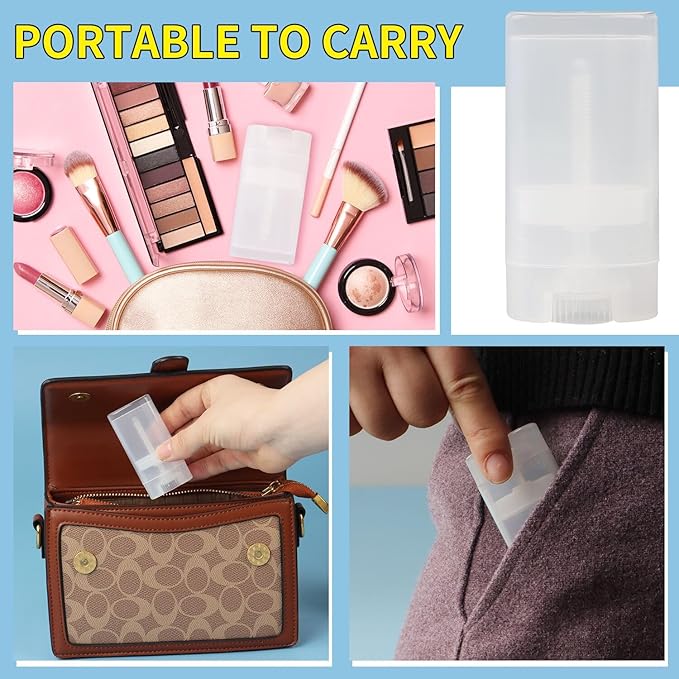 100PCS 15ML Transparent Empty Oval Deodorant Lip Lipstick Balm Tubes Containers for DIY Homemade Crayon Chapstick Holder-BrightBean Baby