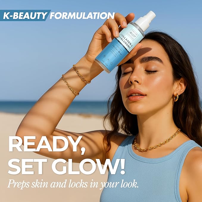 Hyaluronic Acid & Collagen Face Mist - Dermatologist Tested, Moisturizes & Tones Skin, Anti-Aging, Natural Ingredients, Cruelty-Free, 95% Natural - All Skin Types - 4 OZ-BrightBean Baby