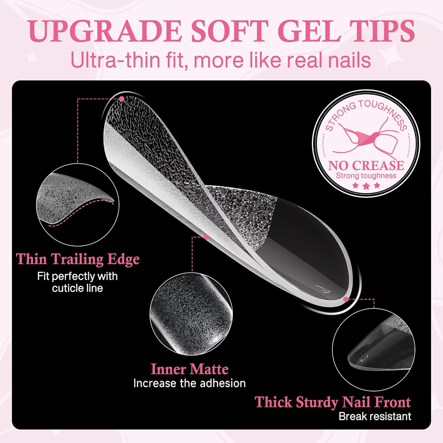 Almond Nail Tips: 240pcs Pointed Almond Soft Gel Nail Tips, Pre-shape Short Nails, Half Matte Full Cover Clear Acrylic Fake Press On Nails for Nail Extension Home Nail Art 12 Sizes Gelly Tips-BrightBean Baby