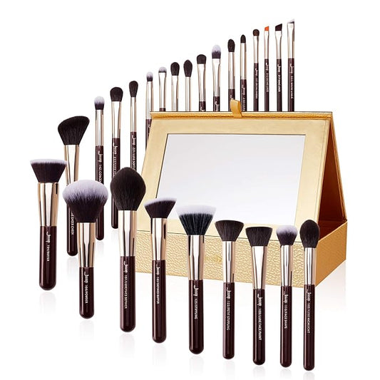 Jessup Makeup Brushes Set Professional Makeup Brush Eyeshadow Blending Powder Foundation Blusher Concealer 25pcs with Cosmetics Storage Box, Zinfandel T285-BrightBean Baby