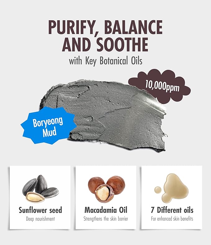 Deep Melting Mud Pore Cleansing Oil - Gentle Make Up Facial Oil Cleanser with Boryeong Mud, Sunflower Seed & 7 Fermented Oils - Vegan & Non-Comedogenic Korean Skincare (6.76 fl oz)-BrightBean Baby