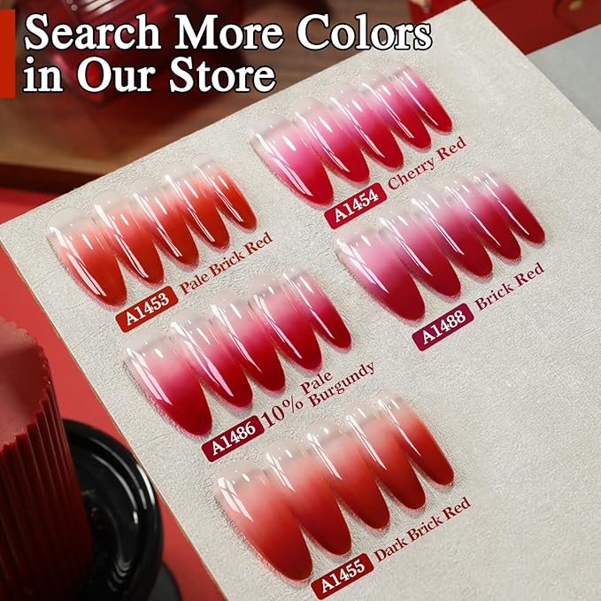 Double Rhythm Translucent Gel Polish Sheer Neutral Natural Light Milky Same Color Same Bottle 15ML Jelly UV Nail Polish Nail Art DIY at Home (Pale Burgundy-A1486)-BrightBean Baby