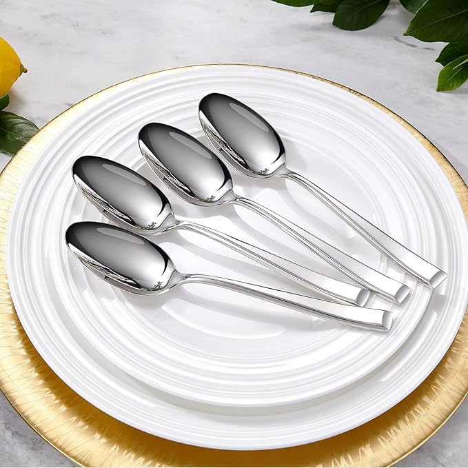 KEAWELL Premium Imperial 4-Piece 7.6 inch Spoon Set – Heavy Duty 18/10 Stainless Steel Flatware with Smooth Rounded Edges, Dishwasher Safe for Sophisticated Dining (4, Dinner Spoons)