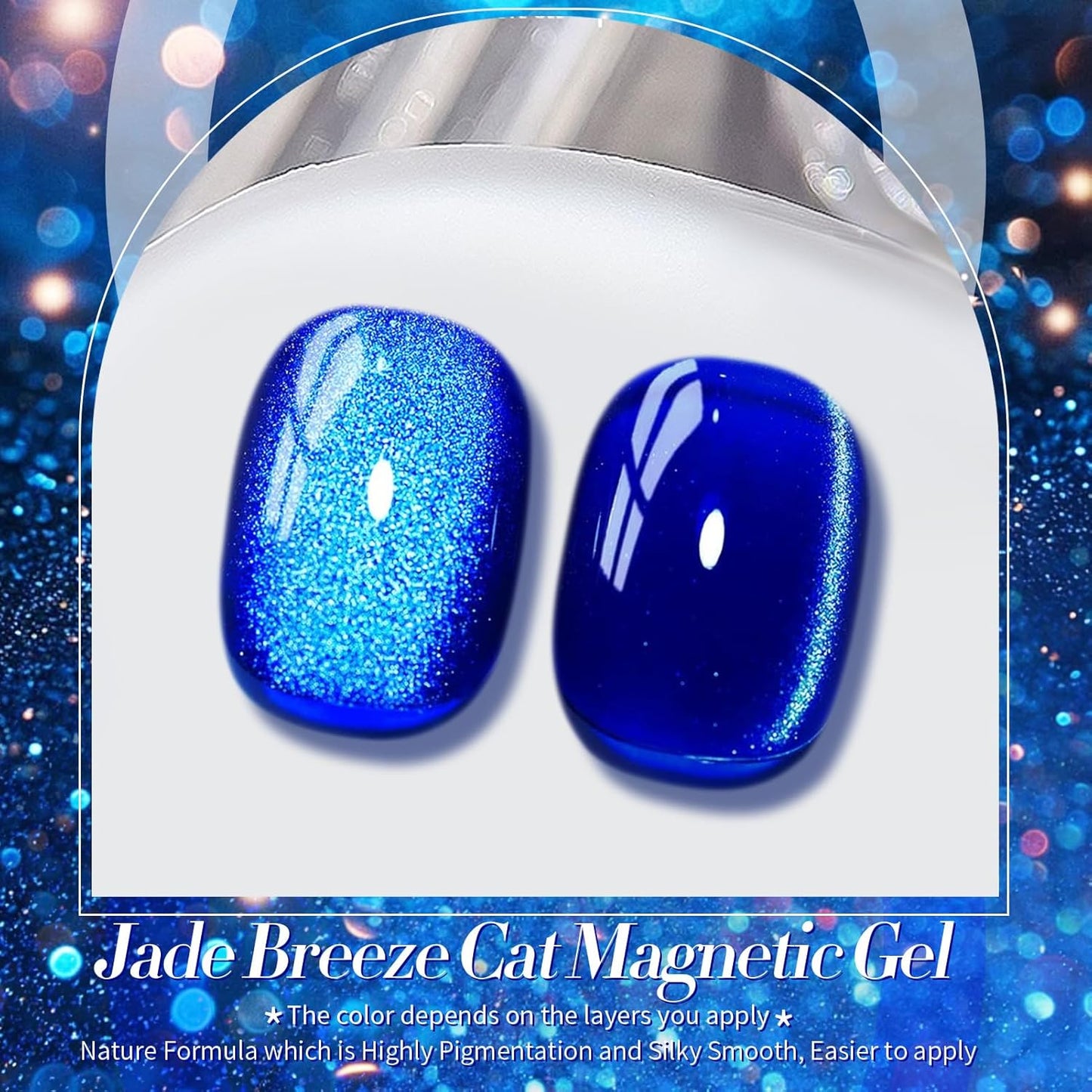 Born Pretty Cat Magnetic Eye Gel Nail Polish, Blue Ore Glitter Cat Magnetic Gel Nail Polish, Holographic Magnetic Nail Polish for Nail Art Manicure Salon DIY at Home 15ML-BrightBean Baby