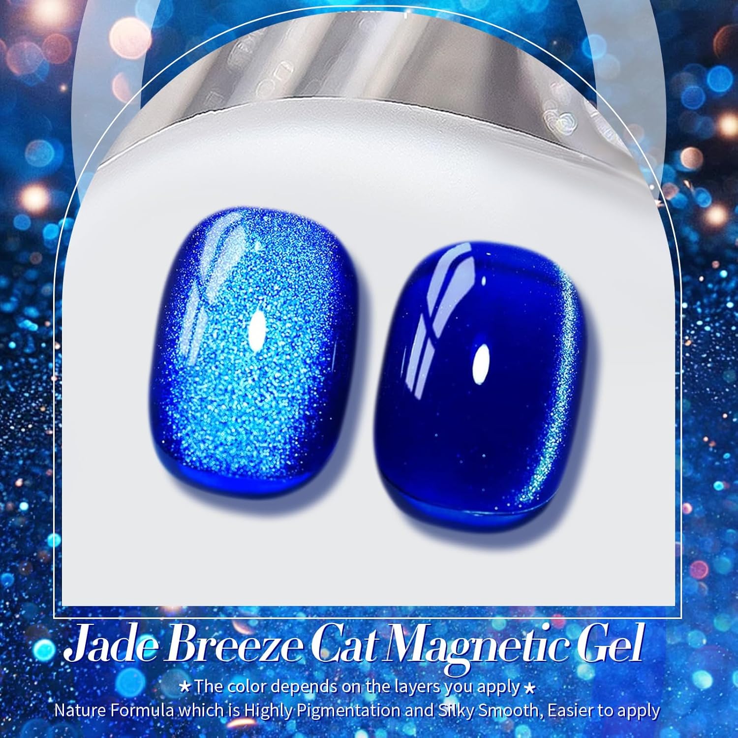 Born Pretty Cat Magnetic Eye Gel Nail Polish, Blue Ore Glitter Cat Magnetic Gel Nail Polish, Holographic Magnetic Nail Polish for Nail Art Manicure Salon DIY at Home 15ML-BrightBean Baby