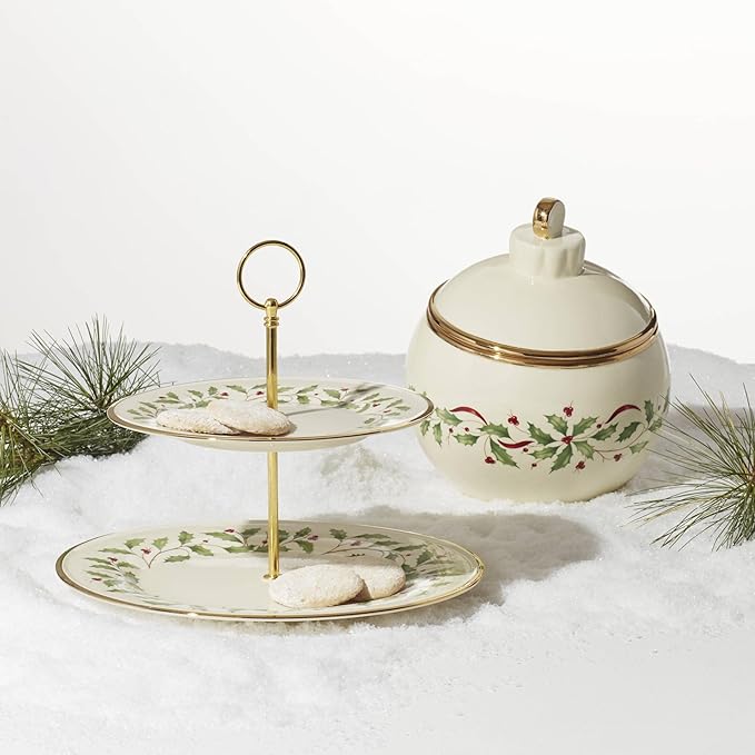 Lenox 893490 Holiday 2-Tiered Server, Christmas Dinnerware