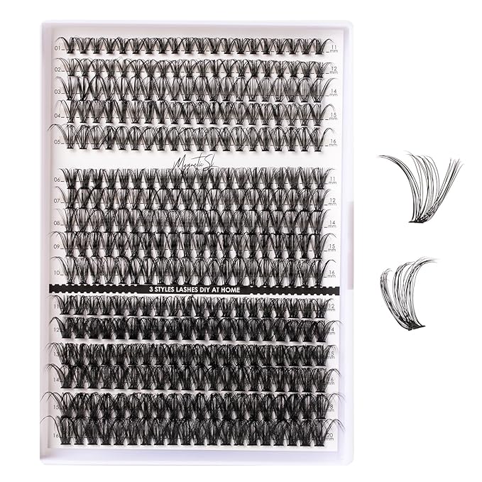 Lash Clusters 320pcs Individual Lashes 30D&40D&60D DIY Lash Extensions D Curl Lash Clusters False Eyelashes Natural Look 11-20mm Mix Cluster Eyelash Extensions EASY TO USE (30D+40D+60D-0.07D)-BrightBean Baby