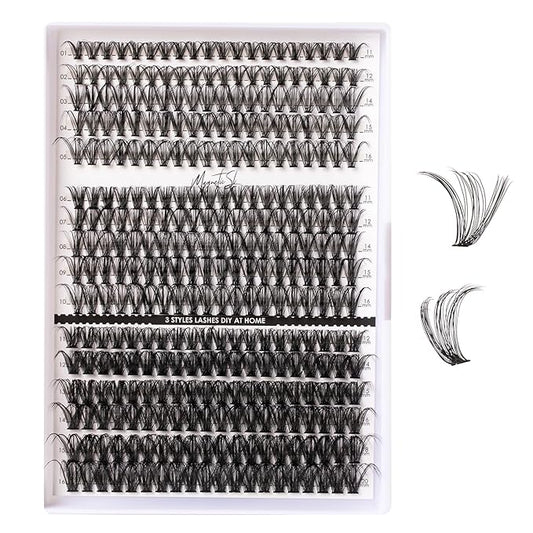 Lash Clusters 320pcs Individual Lashes 30D&40D&60D DIY Lash Extensions D Curl Lash Clusters False Eyelashes Natural Look 11-20mm Mix Cluster Eyelash Extensions EASY TO USE (30D+40D+60D-0.07D)-BrightBean Baby