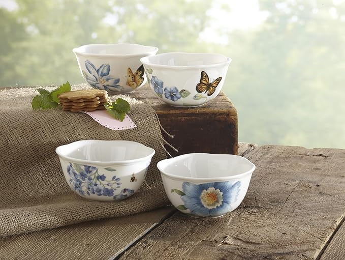 Lenox 833415 Butterfly Meadow Blue 4-Piece Dessert Bowl Set