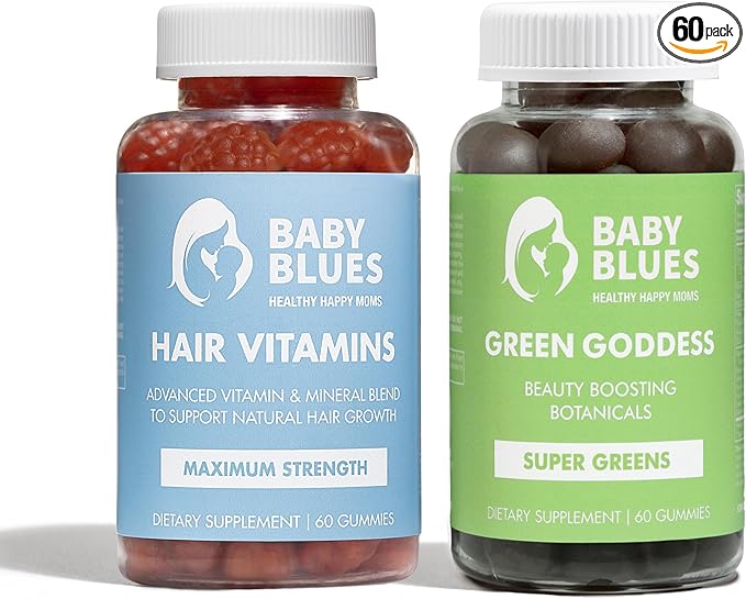 Baby Blues Grow and Glow Beauty Bundle - Gummies for Postpartum Hair Growth and Glowing Skin-BrightBean Baby