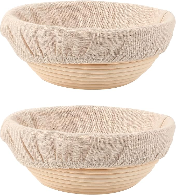 Bread Proofing Baskets Set of 2 8.5 inch Round Dough Proofing Bowls w/Liners Perfect for Home Sourdough Bakers Baking