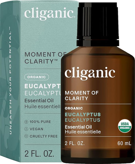 Cliganic Organic Eucalyptus Essential Oil - 100% Pure Natural for Aromatherapy Diffuser | Non-GMO Verified (Packaging May Vary)-BrightBean Baby