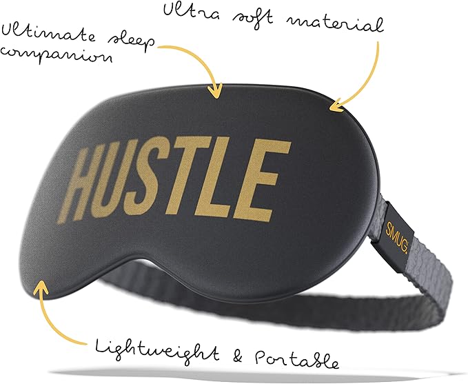 SMUG Satin Sleep Mask & Eye Mask | Travel Sleep Masks for Women & Men | Soft Sleeping Eye Mask to Nourish Skin & Reduce Dark Circles | Eye Sleep Mask Shades to Block Out Light | Hustle-BrightBean Baby