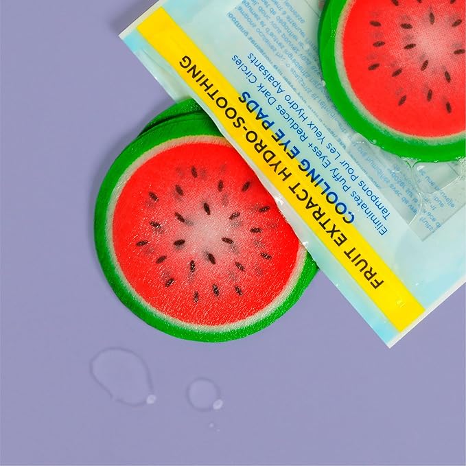 SpaLife Watermelon Cooling Eye Pads, 48 Hydrating Under Eye Patches for Puffiness, Dark Circles, and Tired Eyes, Infused with Hyaluronic Acid, Glycerin, and Vitamin C, Fruity Scent-BrightBean Baby