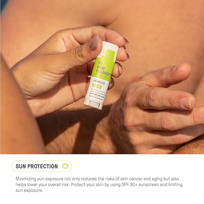 Raw Elements Organic Outdoor Sunscreen Lip Balm Rescue - SPF 30, UVA-UVB Protection, Reef-Safe, Non-Nano Zinc, Water Resistant, 0.15 oz (Pack of 1)-BrightBean Baby