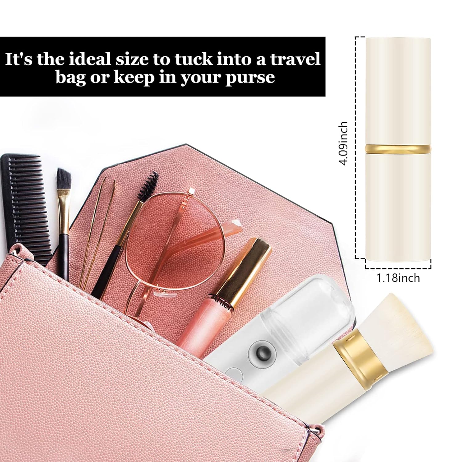 Falliny Retractable Foundation Makeup Brushes, Travel Kabuki Powder Brush Portable Liquid Foundation Sunscreen Brush with Cover for Blending Liquid, Bronzer,Cream or Flawless Powder Cosmetics-BrightBean Baby