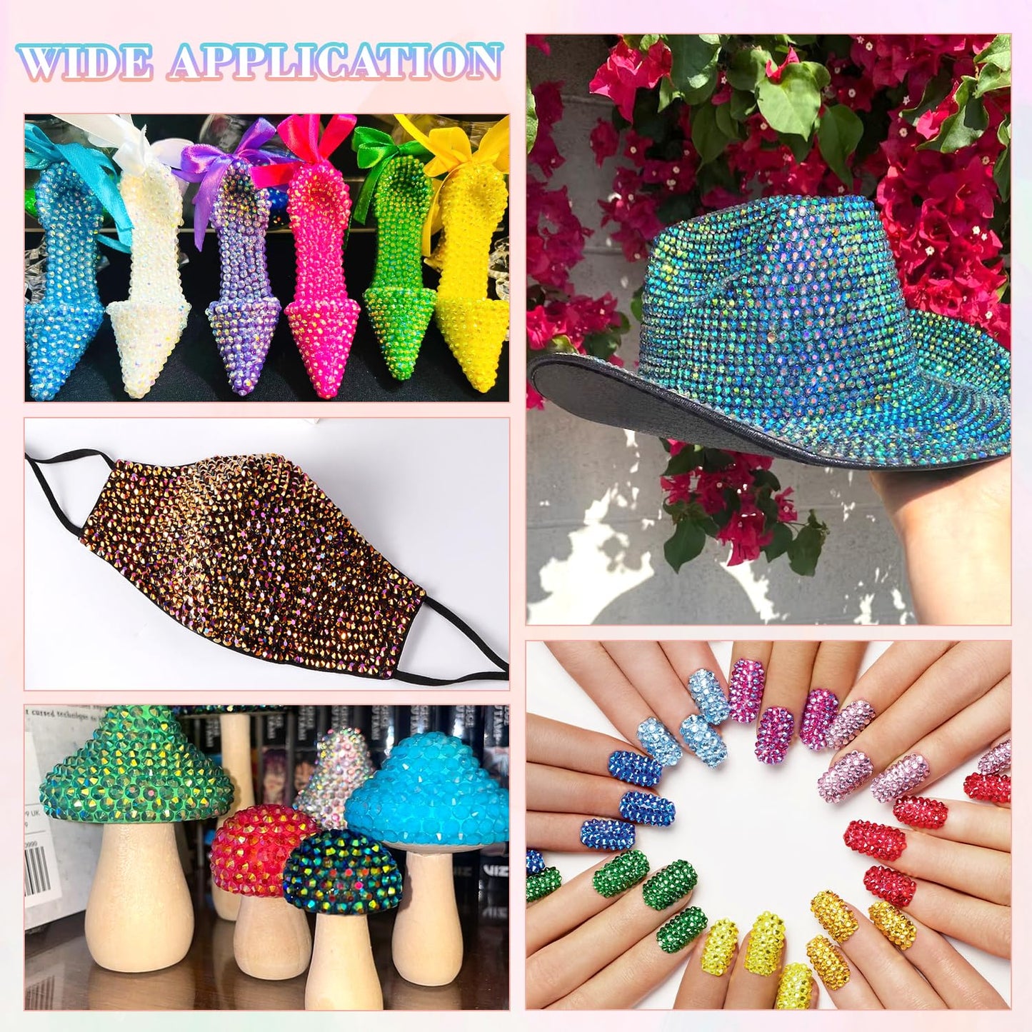 6600Pcs Resin Rhinestones with B7000 Jewelry Glue for Crafting, Multicolors 5mm Non Hotfix Flatback Gems, Bedazzling Crystal for DIY Crafts Clothing Tumblers Mugs Shoes Fabric Decor Nail Art-BrightBean Baby