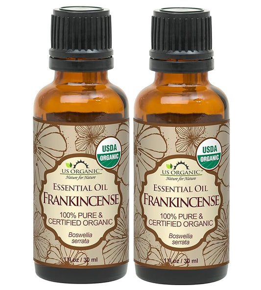 US Organic 100% Pure Frankincense Essential Oil, USDA Certified Organic, Steam Distilled, Boswellia serrata, Origin_India, Use Topically or in Diffuser (30 ml, Value 2Pack)-BrightBean Baby