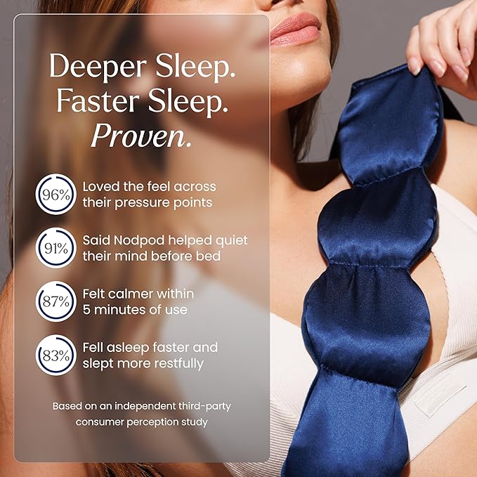 Nodpod Gentle Pressure Silk Sleep Mask | Patented Light Blocking Design for Sleeping, Travel & Relaxation | Bead Filled, Machine Washable (Sapphire)-BrightBean Baby