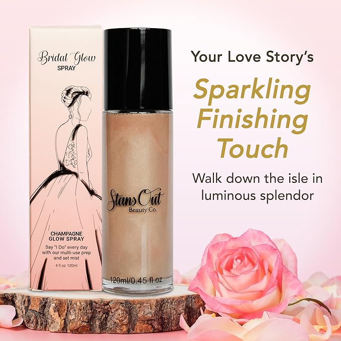 StansOut Beauty Co Bridal Glow Setting Spray | Dewy Illuminating Face Mist Fixing Spray for Makeup Finish | Long-Lasting Makeup Setting Spray for Face Paint, Dewy Finish, and Mature Skin 120ml-BrightBean Baby