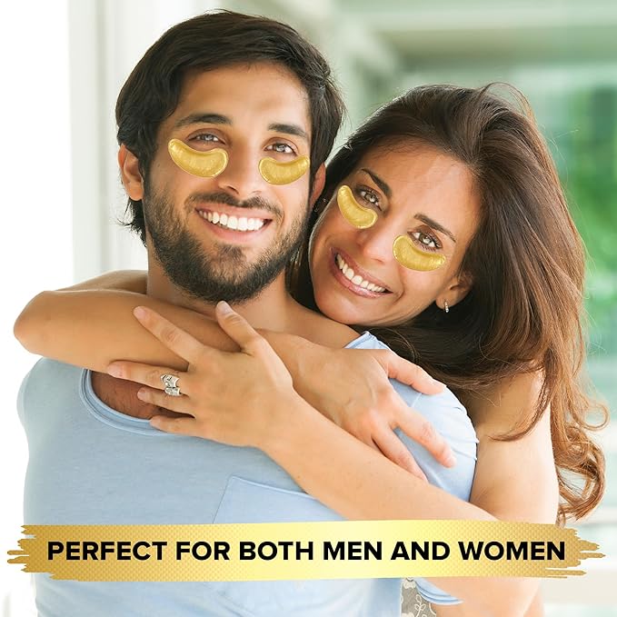 Under Eye Patches for Dark Circles - 24k Gold Eye Mask for Luxurious hydrating eye patches (20 Pairs) Gold Eye Patches for Puffy Eyes Brightening, Anti-Aging Wrinkles, for both genders-BrightBean Baby