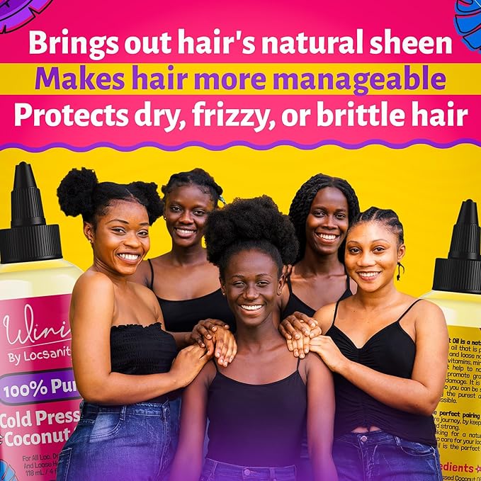 Locsanity Wini Pure 100% Cold Pressed Coconut Oil For Hair and Skin, 4 Fl Oz-BrightBean Baby
