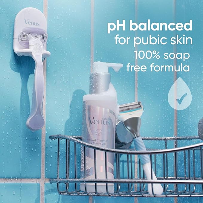 Gillette Venus for Pubic Hair and Skin Shaving Set, Women’s Razor, 1 Handle + 2 Blade Refills + 2-in-1 Cleanser-BrightBean Baby