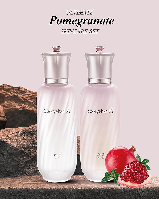 Sooryehan Ultimate Pomegranate (Skincare Set, 12.3fl oz) - Improved Skin Elasticity, Reduced Pores/Wrinkles & Gentle Exfoliation, Vitamin C, Adenosine & Niacinamide-BrightBean Baby
