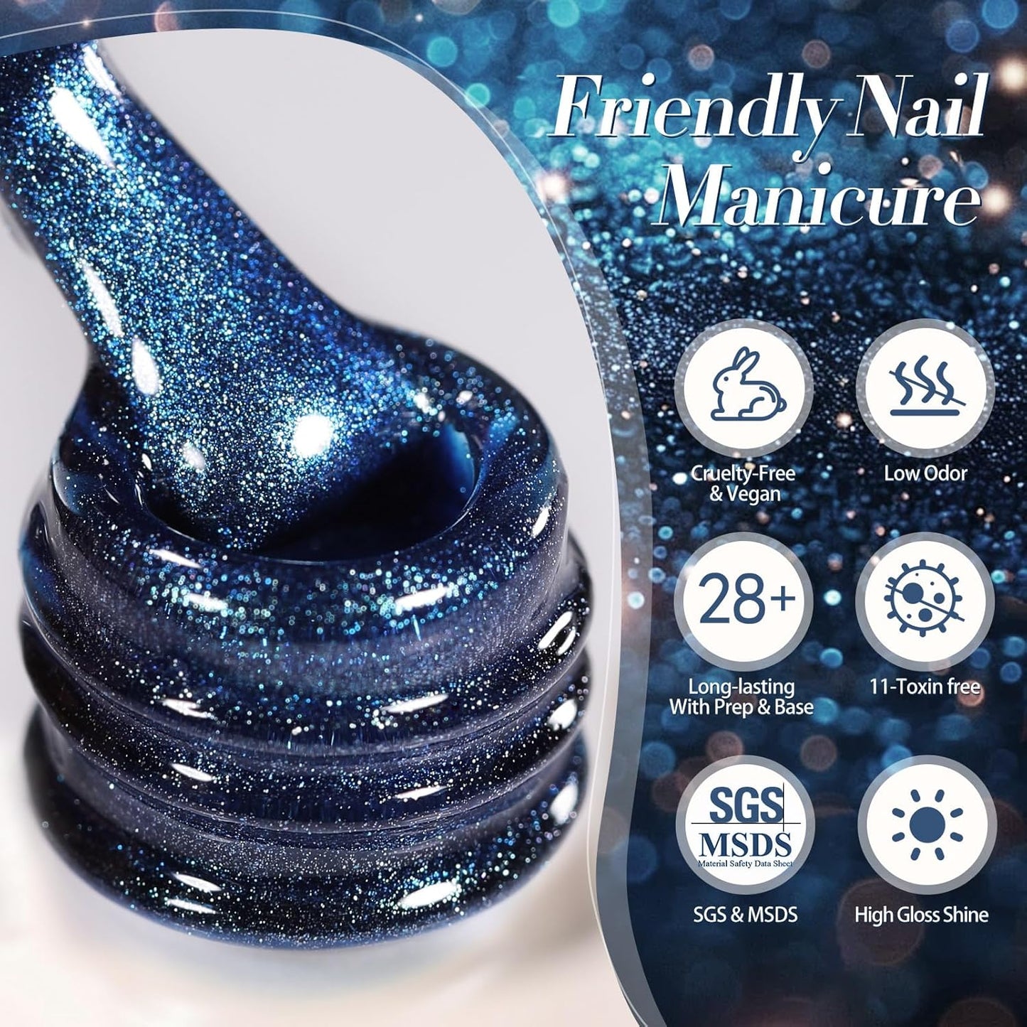 Born Pretty Cat Magnetic Eye Gel Nail Polish,Dark Blue Magnetic Gel Polish Nightscape Cat Magnetic Eye Gel Manicure Nail Art DIY 15ml-BrightBean Baby