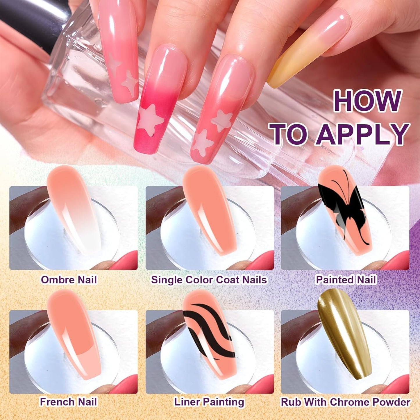 Gradient Painting Gel, 9 Colors Ombre Gel Nail Polish Nude Pink Almond Gary Sponging for Pigment Pat Aura Nails French Manicure Soak Off UV DIY Nail Art Nude Rose Chroma-BrightBean Baby