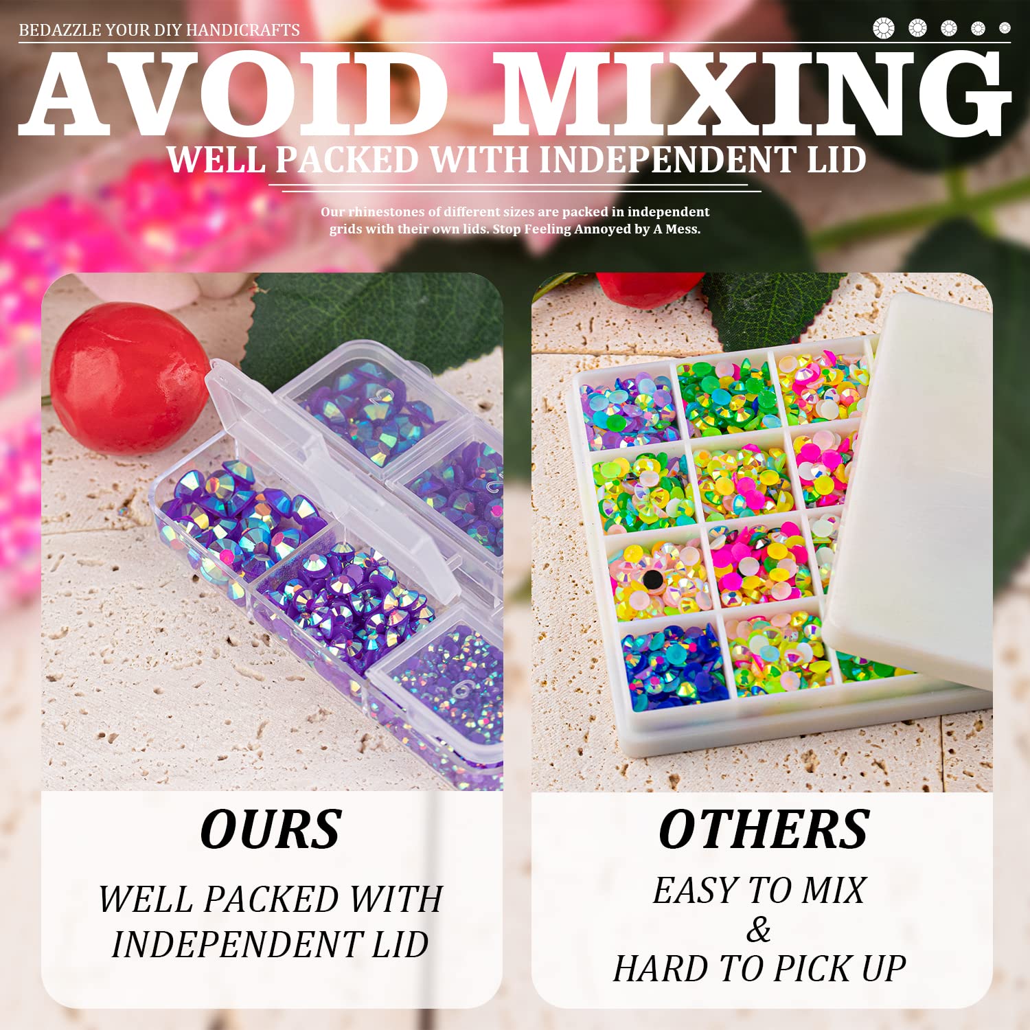 Resin Rhinestones Crafting, 2/3/4/5/6mm Flatback Jelly Rhinestones, 3 Box Dark Purple AB Non Hotfix Crystal Gems for Bedazzling Crafts Mugs Tumblers Clothes Makeup Nail-BrightBean Baby