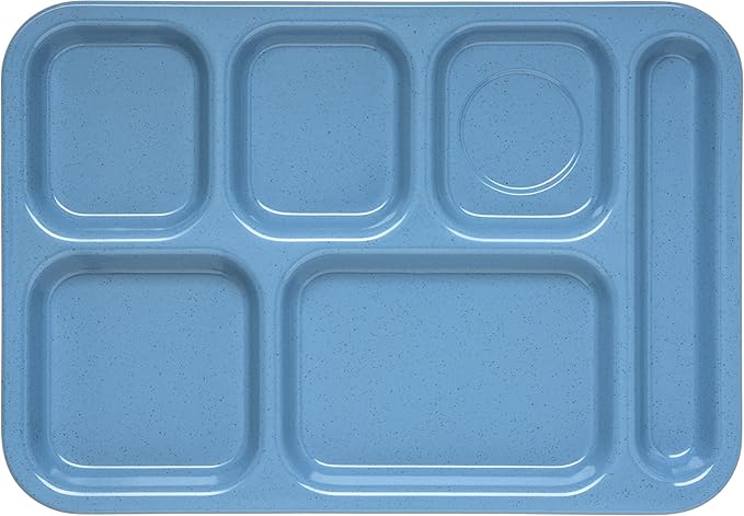 Carlisle FoodService Products Right-Hand Heavyweight 6-Compartment Melamine Tray 10" x 14" - Sandshade (Pack of 12)