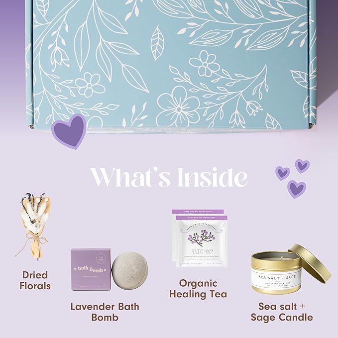 Unboxme Gifts Mini Lavender Spa Gift Set - Relaxation Gift Basket for Women - Self Care Package with Lavender Candle, Bath Bomb, Soap, Greeting Card & More-BrightBean Baby