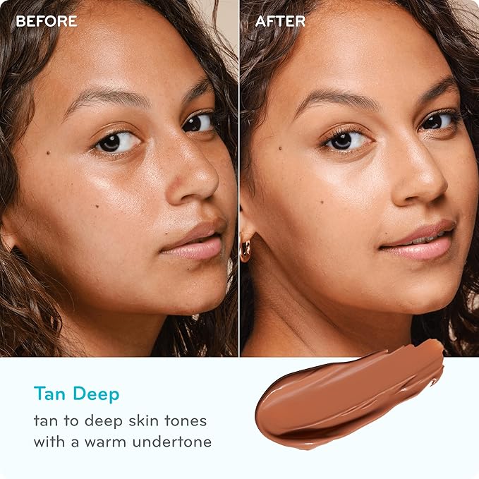 pūrlisse Ageless Glow Serum BB Cream SPF 40 - Glow BB Cream with SPF Enriched with Bakuchiol & Vitamin C to Help Improve Firmness & Reduce Wrinkles for Dewy Skin - Tan Deep (1.4 oz)-BrightBean Baby