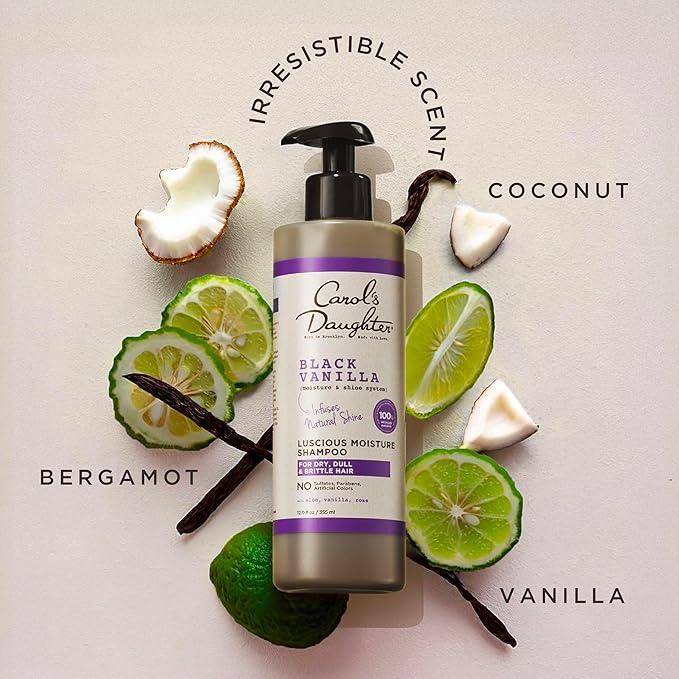 Carol's Daughter Black Vanilla Moisture Sulfate Free Shampoo for Curly, Wavy or Natural Hair, Moisturizing Hair Care for Dry, Damaged Hair, 12 Fl Oz-BrightBean Baby