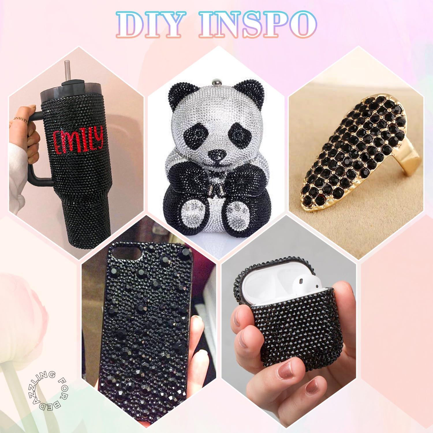 30000Pcs Resin Black Rhinestones for Bedazzling Crafting with b7000 Jewelry Glue, Bulk Flatback Gems Bedazzler Kit for Crafts Clothes Shoes Fabric Nail Diamond Art, Assorted Size 2/3/4/5/6mm-BrightBean Baby