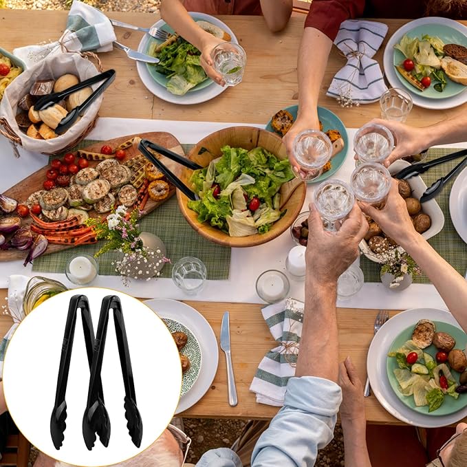 40Pcs Plastic Tongs for Serving Food, 9 Inch Plastic Serving Utensils Tongs, Heavy Duty Salad Tong, Disposable Tong for Food Kitchen Buffets BBQ Events Catering, Medium