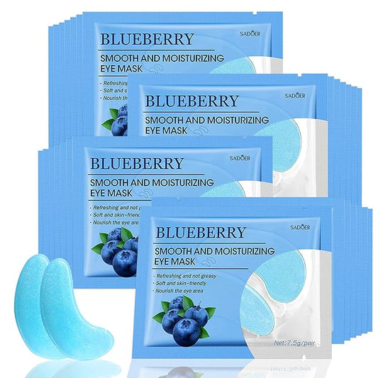 Under Eye Patches- 28 Pairs Blueberry Collagen Eye Mask Eye Patches for Reducing Puffy Eyes and Dark Circles, Anti Aging Gel Eye Pads Under Eye Mask, Blue-BrightBean Baby