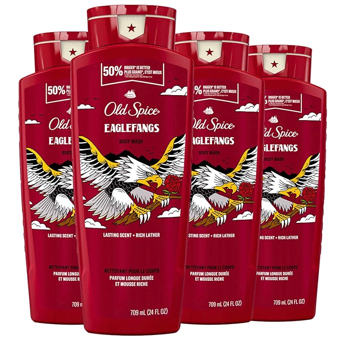 Old Spice Body Wash for Men, Eaglefangs, Long Lasting Lather, 24 fl oz (Pack of 4)-BrightBean Baby