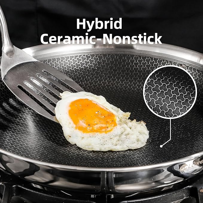 DELUXE Hybrid Ceramic Nonstick 12-Inch Fry Pan with Glass Lid