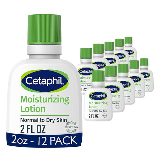 Cetaphil Face & Body Moisturizer, Hydrating Moisturizing Lotion for Normal to Dry Skin, Suitable for Sensitive Skin, 2 oz Pack of 12, Fragrance Free, Hypoallergenic, Non-Comedogenic-BrightBean Baby