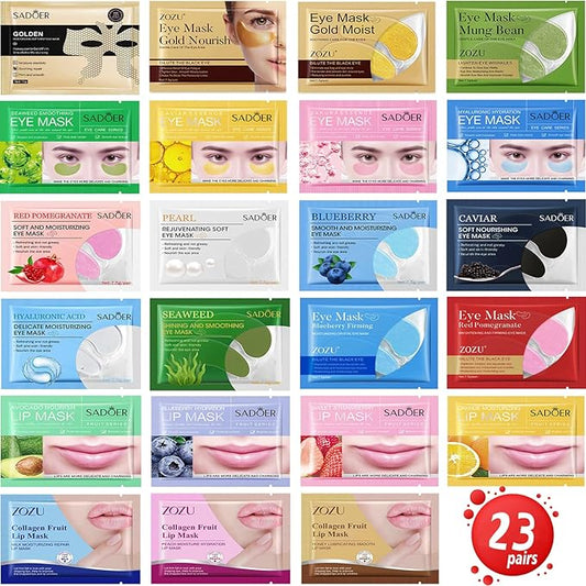 23 Pairs Collagen Under Eye Patches，Gold Under Eye Mask For Removing Dark Circles, Puffiness & Wrinkles，Eye Mask Skincare For Puffy Eyes With Hyaluronic Acid，Eye Bags Treatment For Women-BrightBean Baby